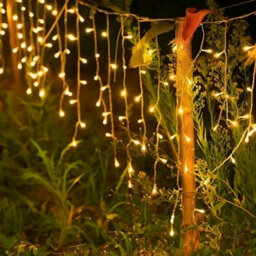 Living And Home 600 Warm Yellow Led Solar Powered Icicle Light String With Remote Control, Multi Functional Timer Outdoor String Light ,15M - thumbnail 4