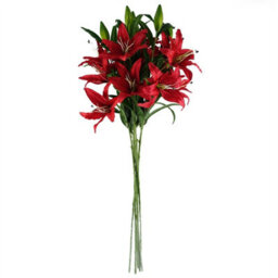 Leaf Pack Of 6 X 100Cm Large Red Lily Stem - 18 Flowers - thumbnail 2