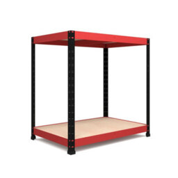 Rb Boss Garage Workbench 2 Shelf Mdf Red & Black Powder Coated Steel Work Bench (H)900mm (W)900mm (D)600mm