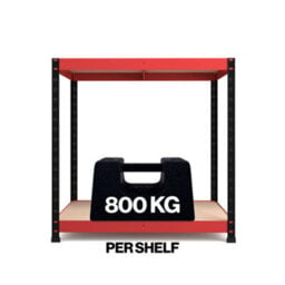Rb Boss Garage Workbench 2 Shelf Mdf Red & Black Powder Coated Steel Work Bench (H)900mm (W)900mm (D)600mm - thumbnail 4