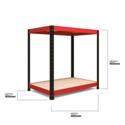 Rb Boss Garage Workbench 2 Shelf Mdf Red & Black Powder Coated Steel Work Bench (H)900mm (W)900mm (D)600mm - thumbnail 3