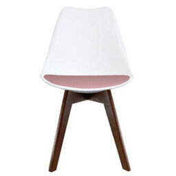 Fusion Living Soho White & Blush Pink Plastic Dining Chair With Squared Dark Wood Legs - thumbnail 6