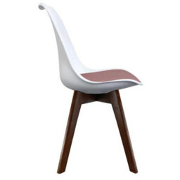Fusion Living Soho White & Blush Pink Plastic Dining Chair With Squared Dark Wood Legs - thumbnail 5