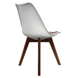 Fusion Living Soho White & Blush Pink Plastic Dining Chair With Squared Dark Wood Legs - thumbnail 4
