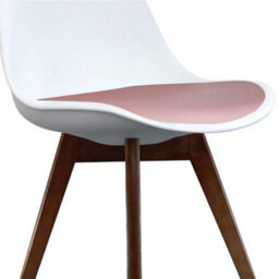 Fusion Living Soho White & Blush Pink Plastic Dining Chair With Squared Dark Wood Legs - thumbnail 3