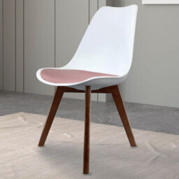 Fusion Living Soho White & Blush Pink Plastic Dining Chair With Squared Dark Wood Legs - thumbnail 2
