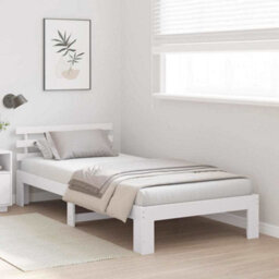 Berkfield Pine Wood Bed Frame White Wood 80 X 200 Cm White Bed Frame - thumbnail 5
