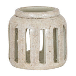 Hill Interiors Tarn Collection Medium Candle Holder - Ceramic - L20 X W20 X H19 Cm - White - thumbnail 1