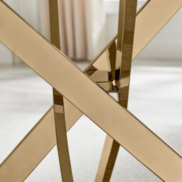 Furniturebox Uk Leonardo 4-Seater Dining Table With White Glass Marble Effect Top And Gold Legs - thumbnail 5