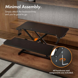 Vonhaus Adjustable Black Standing Desk Converter - 2 Tier Sit Stand Desk Riser, Stand Up Desk For Home Office/work - thumbnail 8