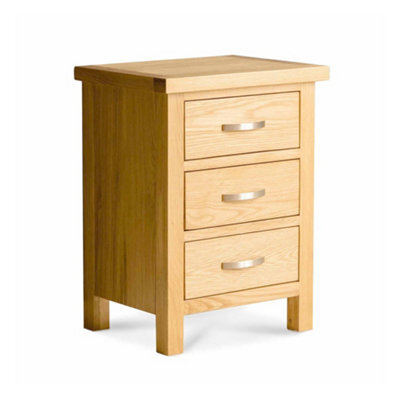 London Oak Bedside Table - Fully Assembled 3 Drawer Cabinet - By Roseland Furniture - image 1