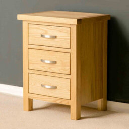 London Oak Bedside Table - Fully Assembled 3 Drawer Cabinet - By Roseland Furniture - thumbnail 3