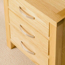 London Oak Bedside Table - Fully Assembled 3 Drawer Cabinet - By Roseland Furniture - thumbnail 7