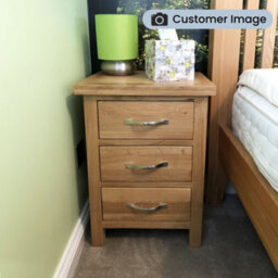 London Oak Bedside Table - Fully Assembled 3 Drawer Cabinet - By Roseland Furniture - thumbnail 6