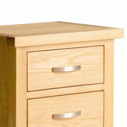 London Oak Bedside Table - Fully Assembled 3 Drawer Cabinet - By Roseland Furniture - thumbnail 5