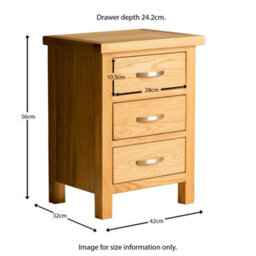 London Oak Bedside Table - Fully Assembled 3 Drawer Cabinet - By Roseland Furniture - thumbnail 9