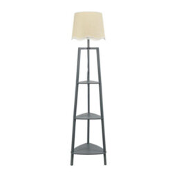 Valuelights Hiru Grey 3 Tier Shelf Floor Lamp With White Trim Scallop Shade And Bulb - thumbnail 5