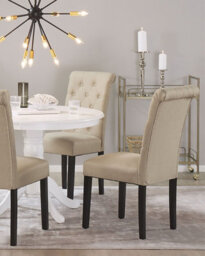 Beliani Set Of 2 Dining Chairs Velva Fabric Sand Beige - thumbnail 2