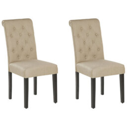 Beliani Set Of 2 Dining Chairs Velva Fabric Sand Beige - thumbnail 1