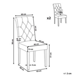 Beliani Set Of 2 Dining Chairs Velva Fabric Sand Beige - thumbnail 3