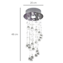 Homcom Crystal Ceiling Light Chandelier Spiral Rain Drop Pendant Lamp Metal - thumbnail 3