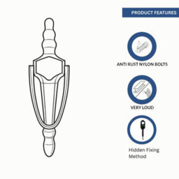 "UAP Limited Uap Slimline Victorian Urn Stainless Steel 8"" Door Knocker With Hidden Fixings In Mirror Polished Silver Finish" - thumbnail 3