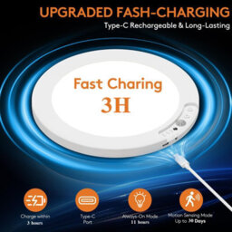 Amorly 4000Mah Motion Sensor Closet Light Indoor,fast Charging Wireless Ceiling Light With Remote,shower Light For Cabinet Hallway - thumbnail 2