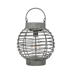 Solar Powered Terra Lantern - 5 Lumen Rattan Design Outdoor Garden Standing Or Hanging Led Light Decoration - H23 X 22Cm, Slate - thumbnail 3
