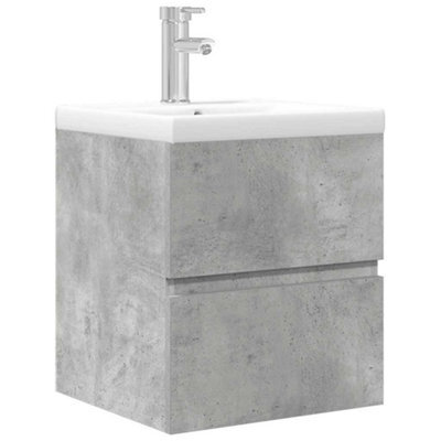 Berkfield Durable 2 Piece Bathroom Furniture Set Concrete Grey Engineered Wood - image 1