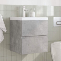 Berkfield Durable 2 Piece Bathroom Furniture Set Concrete Grey Engineered Wood - thumbnail 3