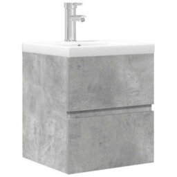 Berkfield Durable 2 Piece Bathroom Furniture Set Concrete Grey Engineered Wood - thumbnail 1