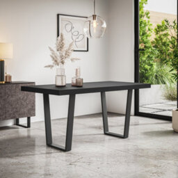 More4Homes Aria Dining Table And Chairs -  Black Table Top W Black Legs + Anika Velvet Dining Chair Set Of 6 (Green) - thumbnail 2
