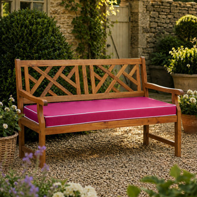 Alfresia 2 Seater Acacia Wood Garden Bench With Luxury Wine Red Garden Cushion - image 1