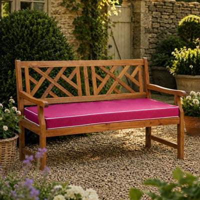 Alfresia 2 Seater Acacia Wood Garden Bench With Luxury Wine Red Garden Cushion - image 1