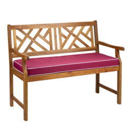Alfresia 2 Seater Acacia Wood Garden Bench With Luxury Wine Red Garden Cushion - thumbnail 2