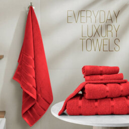 Casabella Towels Set, 8 Pc Towels For Bathroom, 100% Cotton, 2 Bath Towels, 2 Hand Towels, 4 Face Cloth, Red - thumbnail 3