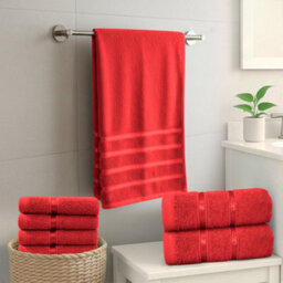 Casabella Towels Set, 8 Pc Towels For Bathroom, 100% Cotton, 2 Bath Towels, 2 Hand Towels, 4 Face Cloth, Red - thumbnail 7