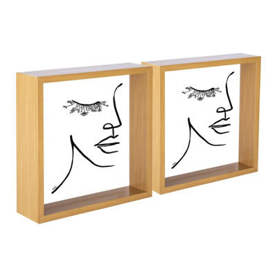 "Nicola Spring 8 X 8"" Deep Photo Frames - Light Wood - 3D Deep Box Picture Frame Portrait Display Case (22.5 X 22.5Cm) - Set Of 2" - image 1