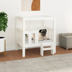 Berkfield Dog Bed White 65.5X43X70 Cm Solid Wood Pine