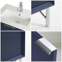 Homestylestore Navy Blue 610mm Bathroom Vanity Unit With Basin And Chrome Finger Pull Handle - thumbnail 3