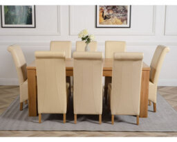 That's Furniture Dakota 182 X 92 Cm Chunky Oak Large Dining Table And 8 Chairs Dining Set With Montana Ivory Leather Chairs - thumbnail 2