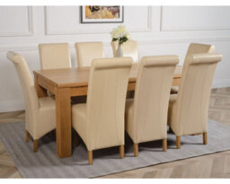 That's Furniture Dakota 182 X 92 Cm Chunky Oak Large Dining Table And 8 Chairs Dining Set With Montana Ivory Leather Chairs - thumbnail 3