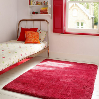 Pink Modern Plain Shaggy Easy To Clean Rug For Bedroom & Living Room-120Cm X 170Cm - image 1