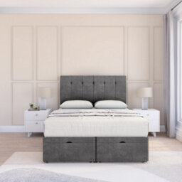 "Sloomy Highbury Steel Plush 6Ft Ottoman Bed End Opening With Sprung Memory Mattress & 26"" Headboard-Super King" - thumbnail 2