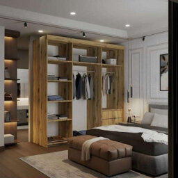 M N Furniture Ltd Wardrobe With Mirror, Led Light, Modern Sliding Door Bedroom Cabinet With Mirror,drawers And  Silver/black Trim (Oak,200Cm) - thumbnail 3