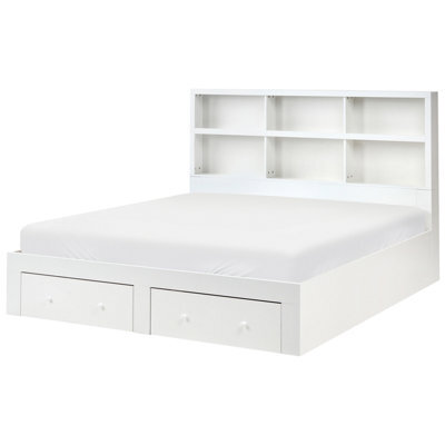 Beliani Bed With Storage Drawers Tarare 180 X 200 Cm (Eu Super King) White - image 1
