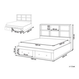 Beliani Bed With Storage Drawers Tarare 180 X 200 Cm (Eu Super King) White - thumbnail 3