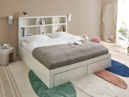 Beliani Bed With Storage Drawers Tarare 180 X 200 Cm (Eu Super King) White - thumbnail 2