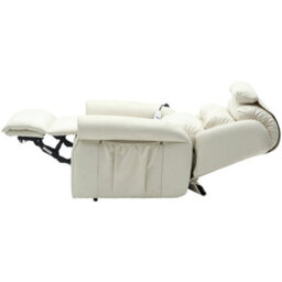 Loops Comfortable Dual Motor Rise And Recline Armchair With Waterfall Pillow In Cream Suedette - thumbnail 5