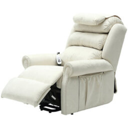 Loops Comfortable Dual Motor Rise And Recline Armchair With Waterfall Pillow In Cream Suedette - thumbnail 4